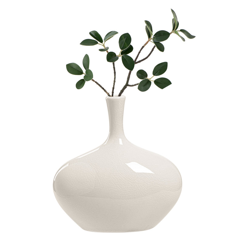 Lilo Crackle Ceramic Table Vase, 8.25" H x 8" W x 4.25" D