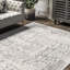 Tapis traditionnel rétro gris à motif de médaillon Etasha-1118650848