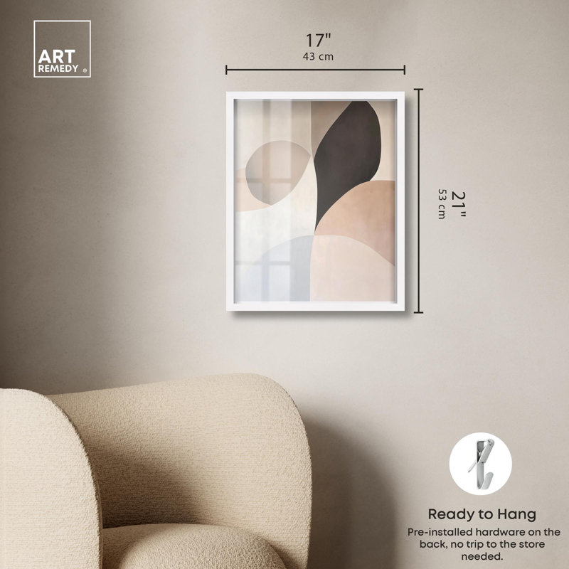 «Curvilinear Quadrants II Shadowbox Print Boho Art» par Art Remedy, H 21 po x l 17 po, Blanc