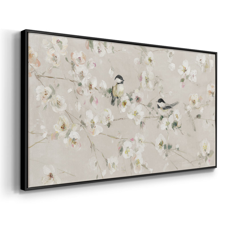 Sweet Song of Spring - Toile tendue avec châssis encadré - Prêt à être accroché, H 21 po x l 41 po, Noir