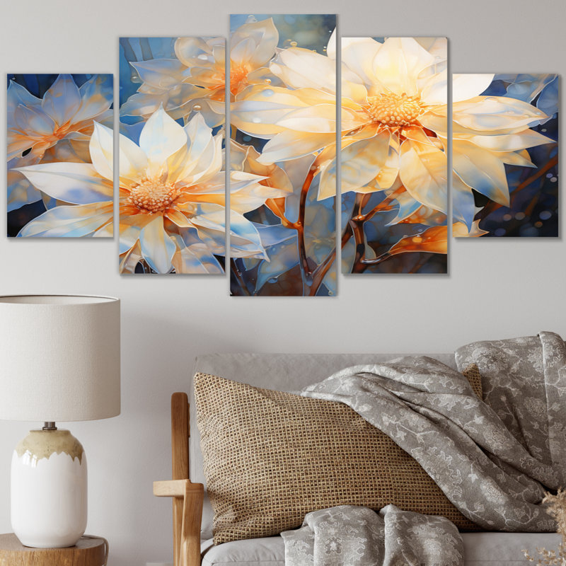 Belles fleurs - impression sur toile florale - 5 panneaux