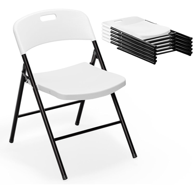 Ensemble de chaises pliantes en plastique empilables (ensemble de 6), Blanc