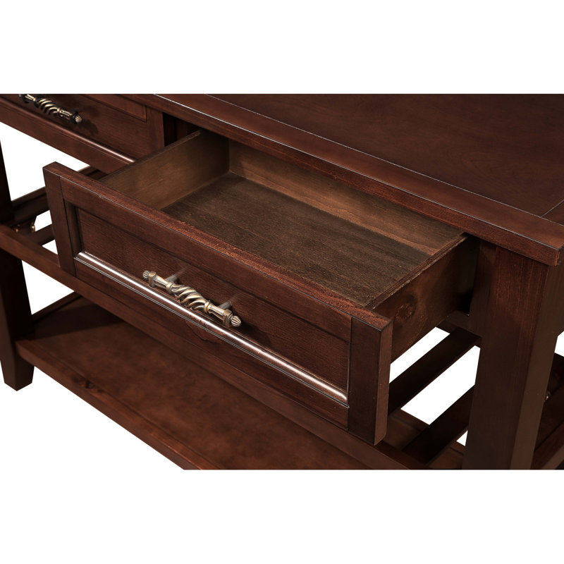 Jahnyah 42.01'' Console Table with 2 Storage Drawers and 2 Tiers Shelves for Living Room,Hallway table, Espresso