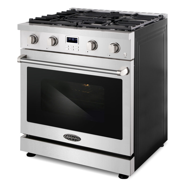 Cosmo 30 in. Lumin Collection 4.8 cu. ft. Gas Range with 4 Sealed Burners and Convection Oven in Stainless Steel
