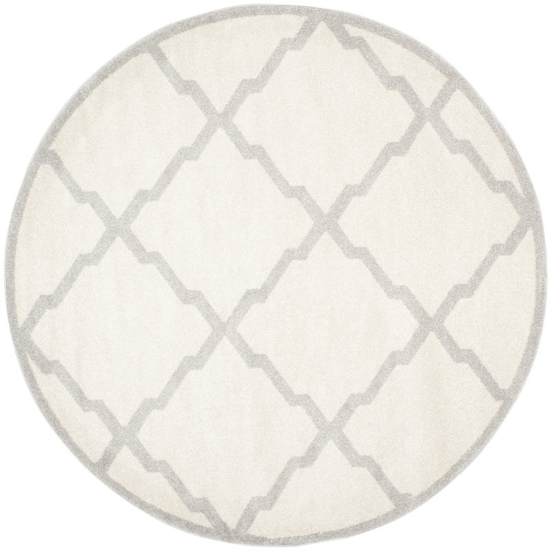Ammundsen Geometric Beige Area Rug, Round 7'