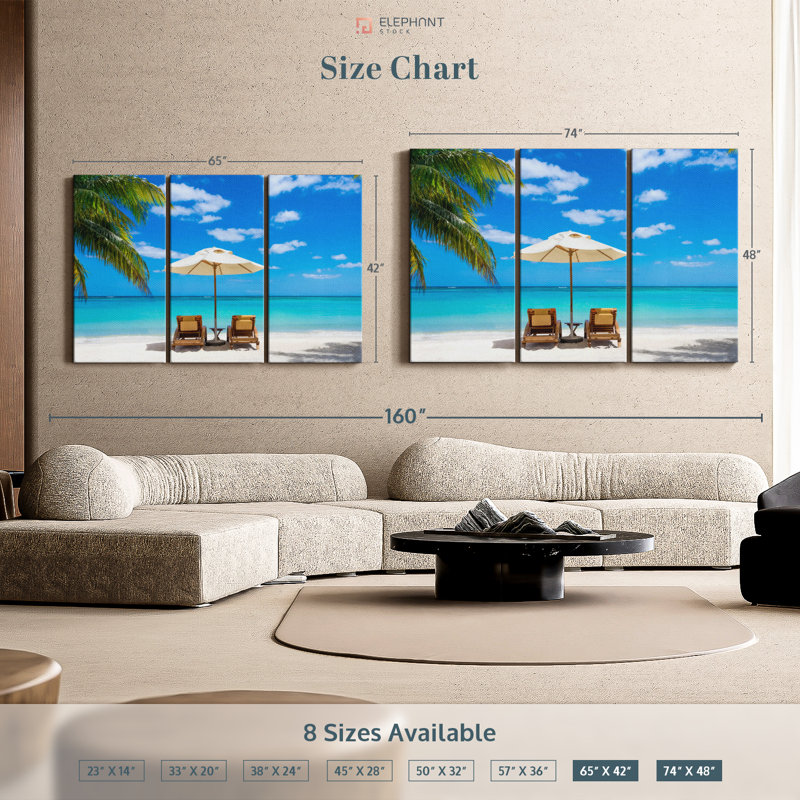 " Beach Deckchairs " 3 - Pieces on, 48" H x 74" W