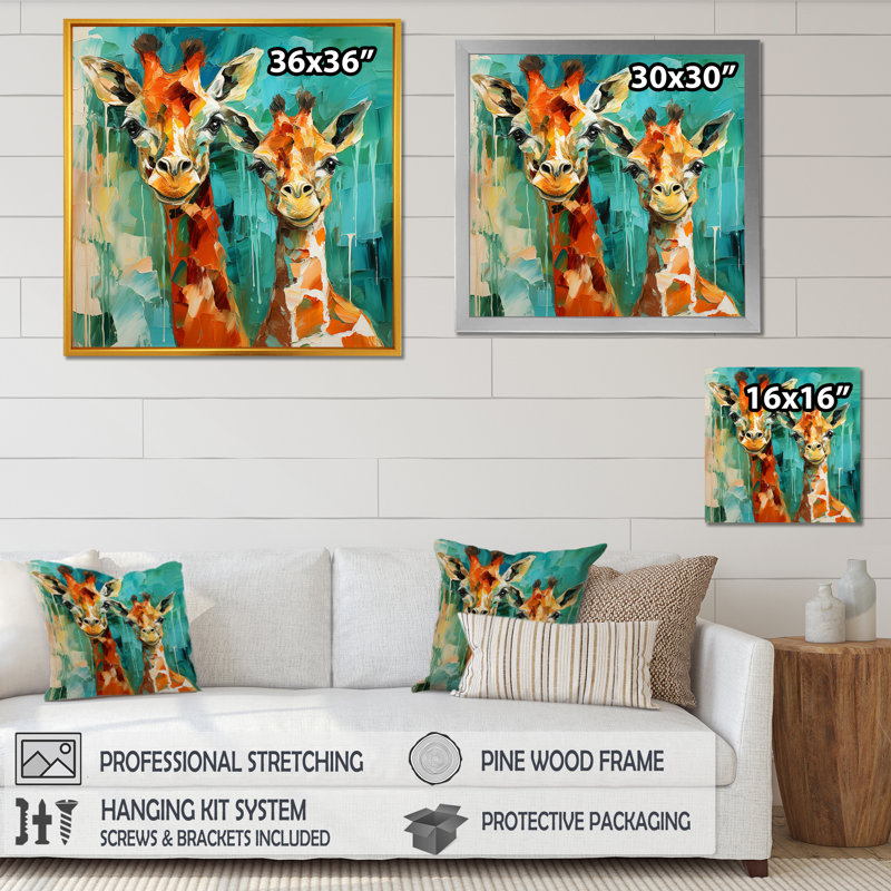 Majestic Giraffe Melody - Girafe, art mural animal, Toile tendue, H 30 po x l 30 po x P 1,5 po