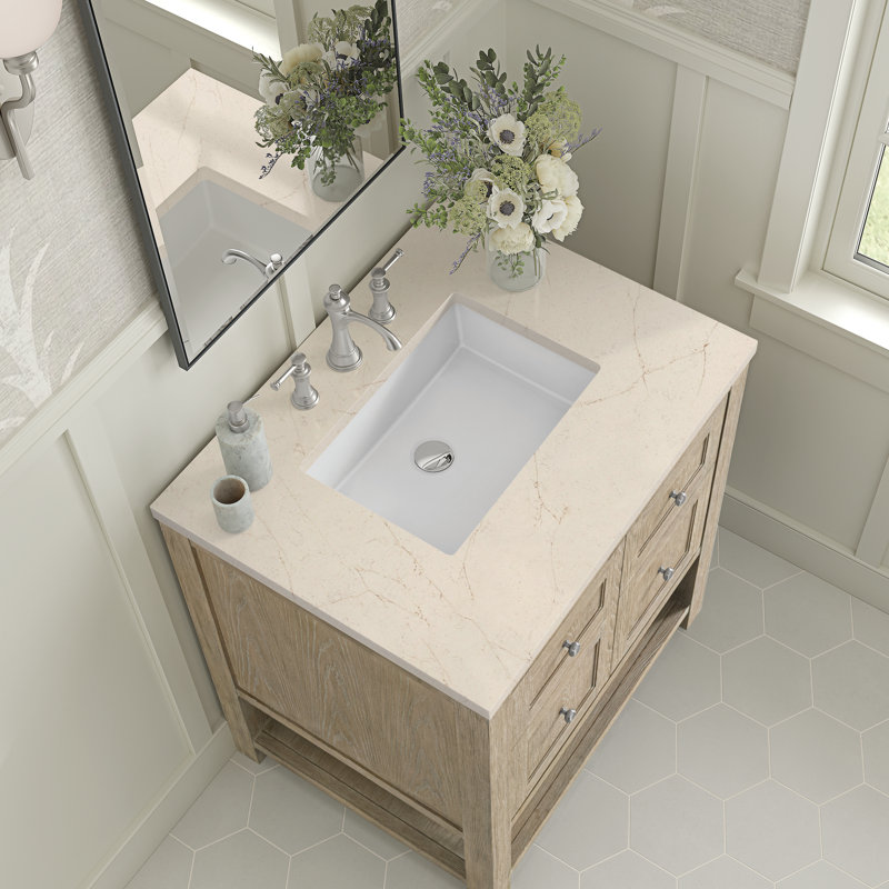 Breckenridge 30'' W Single Vanity, Victorian Silver, 8" Widespread, Whitewashed Oak