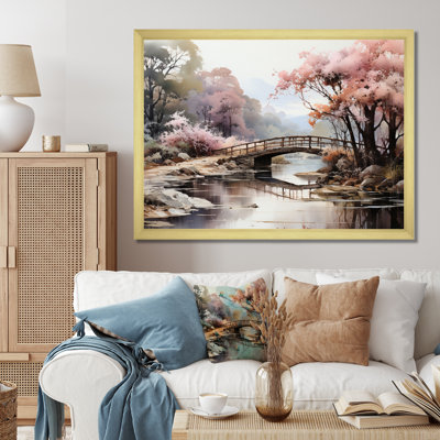 «Mahadevi Pink Bridge Misty Morning Passage», reproduction sur toile