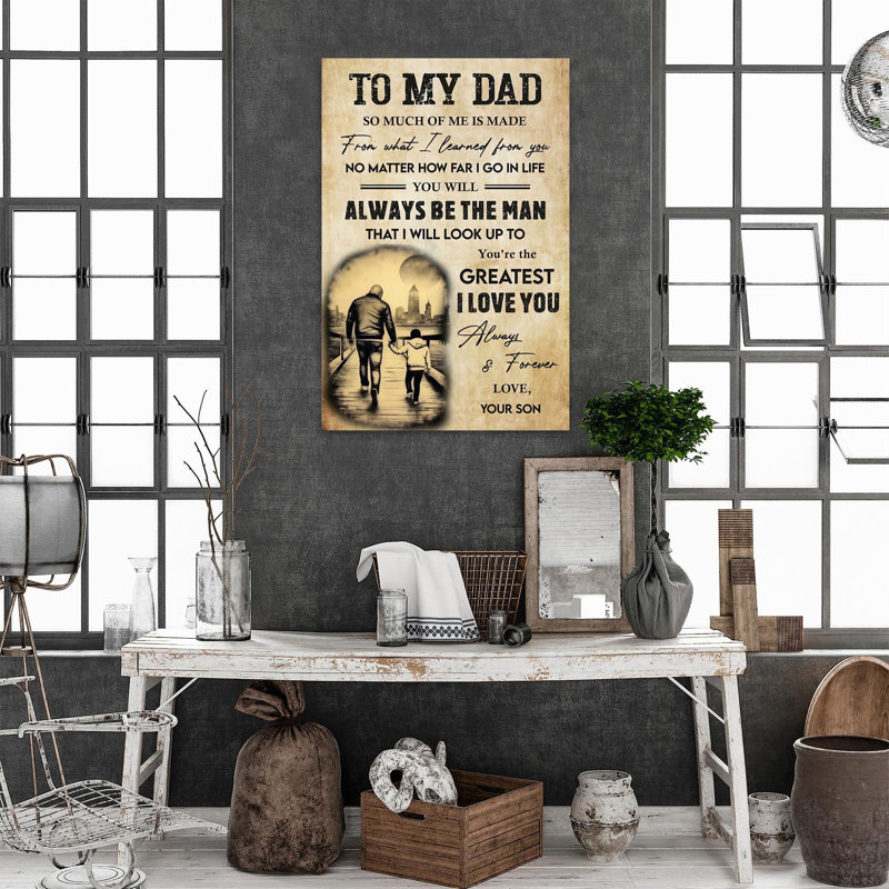 " To My Dad Love Your Son - 1 Piece Rectangle Graphic Art Print On Wrapped Canvas ", 36" H x 24" W x 1.25" D
