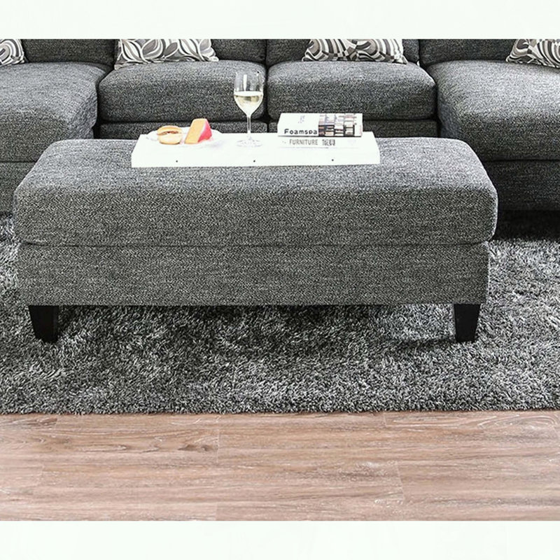 Transitional Style Ottoman with Tapered Legs