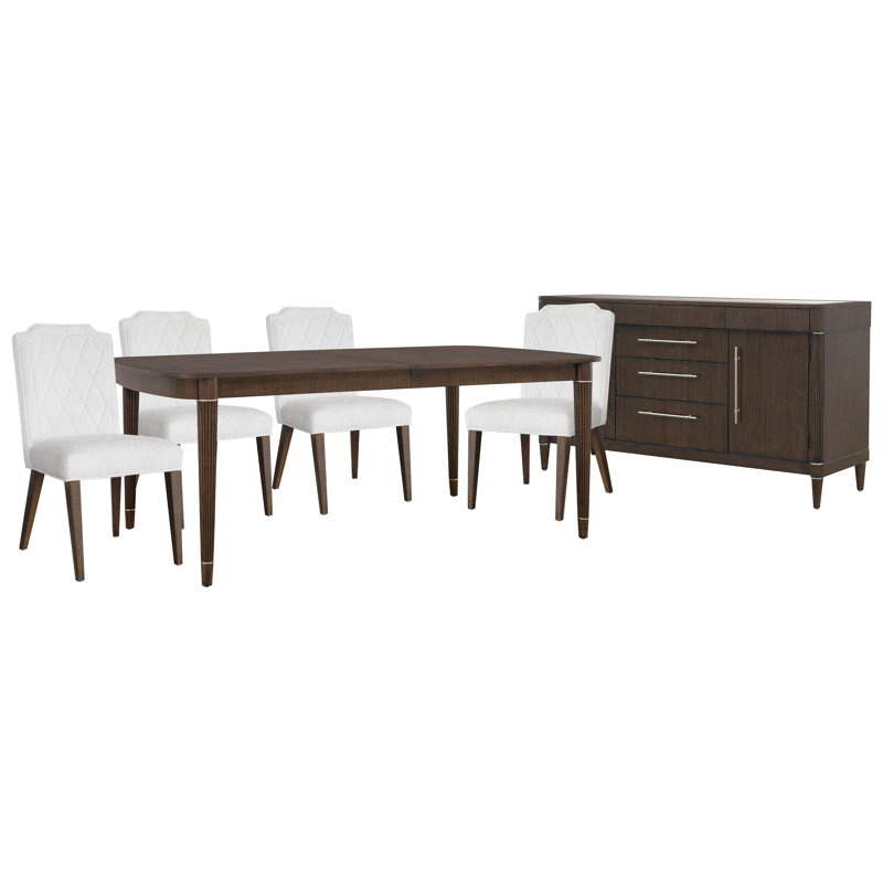 Table de salle à manger à pieds, 6 pièces: table, 4 chaises, buffet