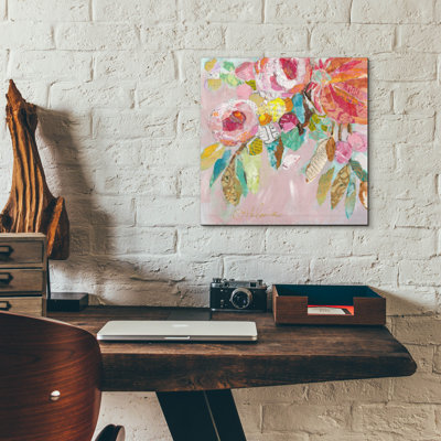 «Dream Floral 1» par St. Hilaire Elizabeth, art mural en verre acrylique, 24 po x 24 po