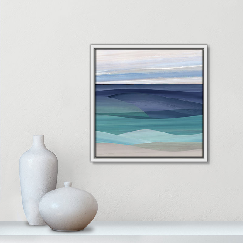 «Blue Valley Print» par Carol Robinson, H 13,5 po x l 13,5 po x P 2 po, Blanc
