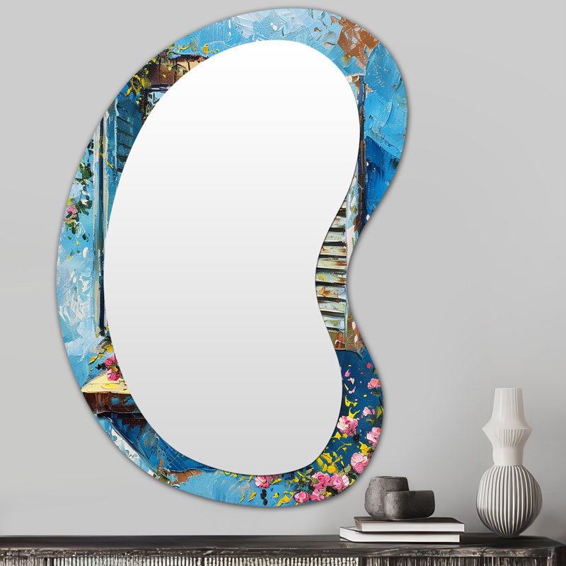Miroir mural asymétrique rose, 31 po x 22 po