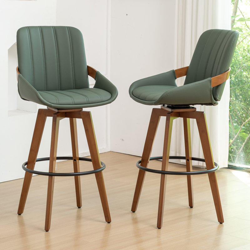 Tabourets de bar et de comptoir pivotants rembourrés Modern, Vert, Tabouret de bar (siège d'une hauteur de 29,5 po)