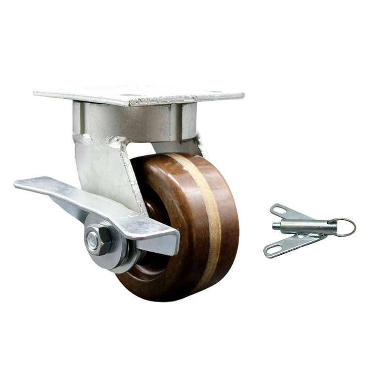 4 Inch Kingpinless High Temp Phenolic Wheel Caster with Brake and Swivel Lock