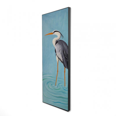Héron gris - toile encadrée 16 po x 48 po