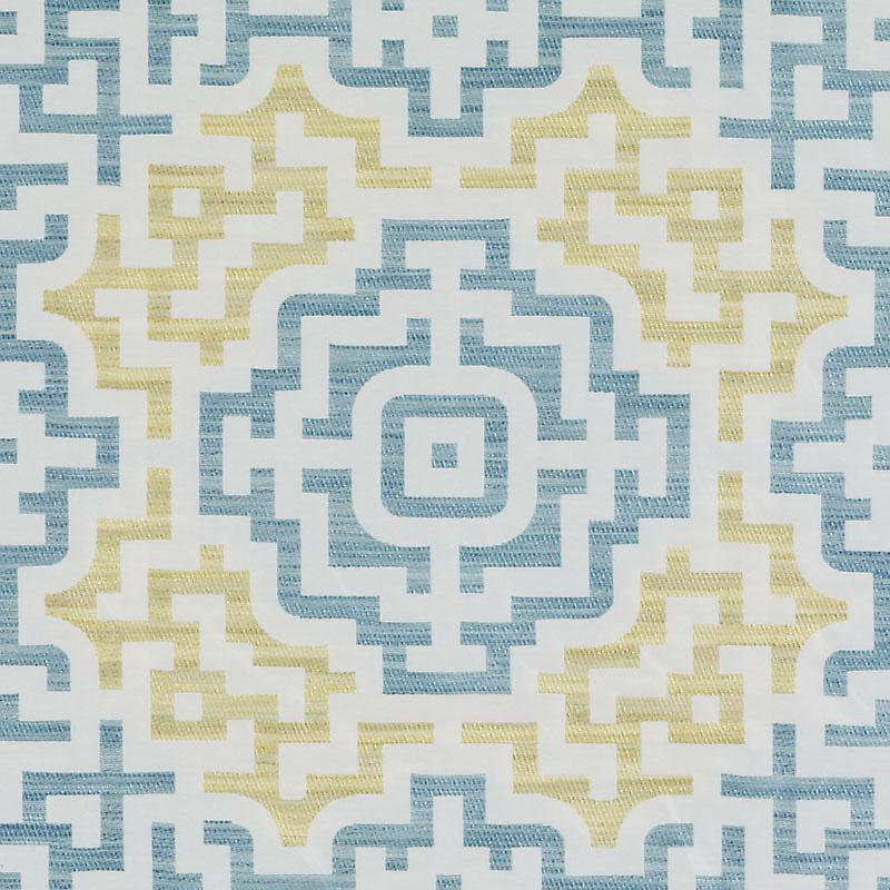 Tissu Alhambra, Bleu / Jaune