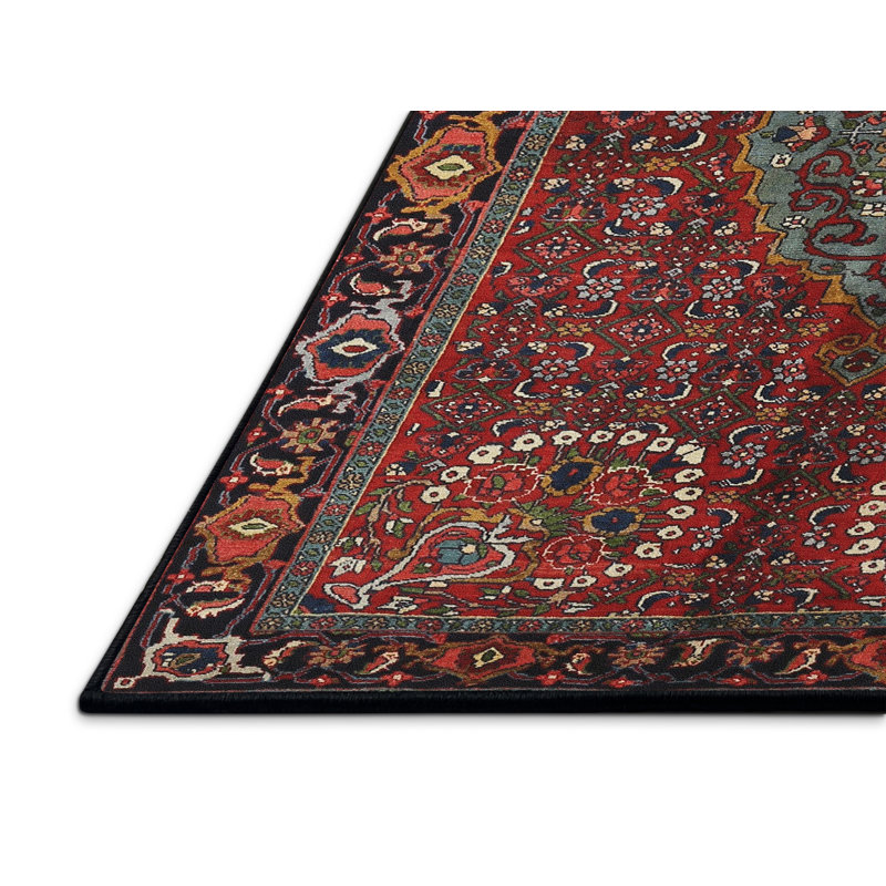 Tapis oriental oriental en laine et polyester tissé à la machine, Rectangle de 8 pi x 10 pi