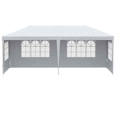 Outsunny 10' X 20' Large Party Tent, Events Shelter Canopy Gazebo With 4 Removable Side Walls, Shade Shelter For Weddings, White