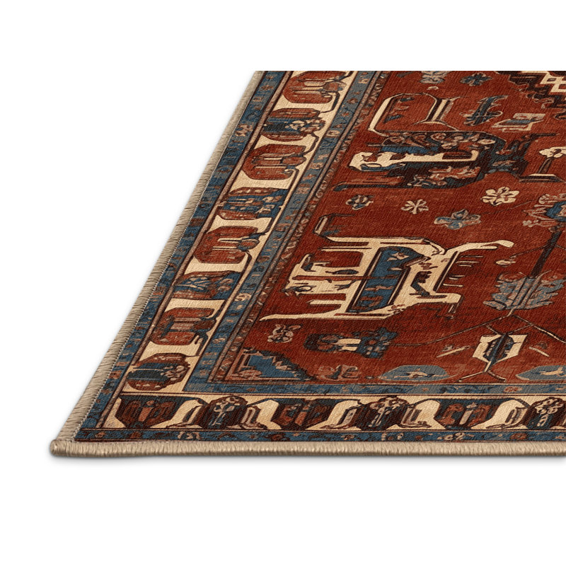 Machine Washable Persian Brown Area Rug, Rectangle 5' x 7'