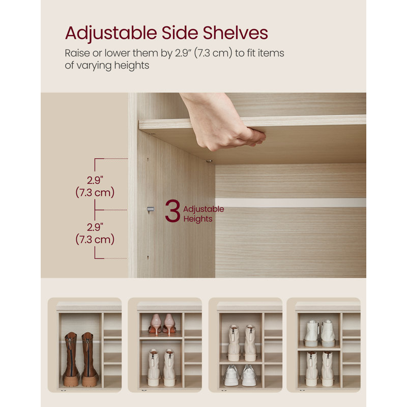 12 Pair Shoe Storage Bench, Natural Beige