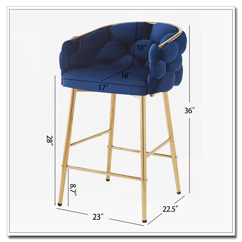 Tabouret de bar 28 po, Bleu