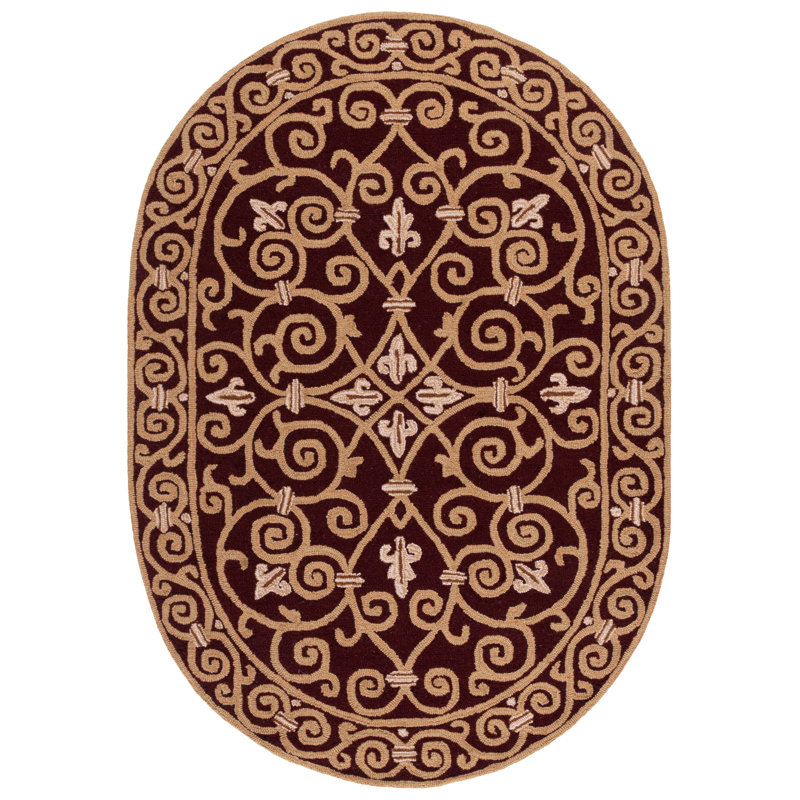 Brayton Hand Hooked Wool Pile Oriental Rug, Oval 4'6" x 6'6"