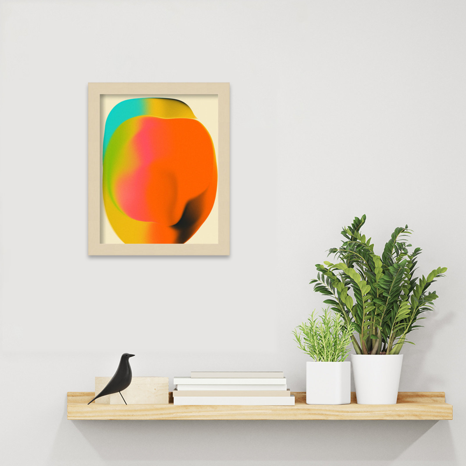 Smudge 2 by Jazzberry Blue, Brown Framed, 13" H x 11" W