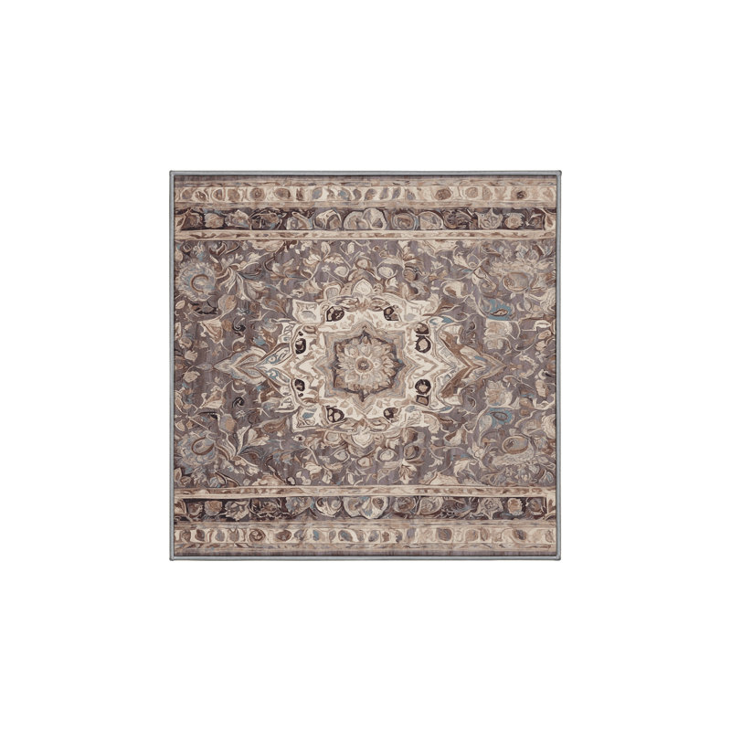Tapis gris soyeux et moelleux, Carré 6 pi