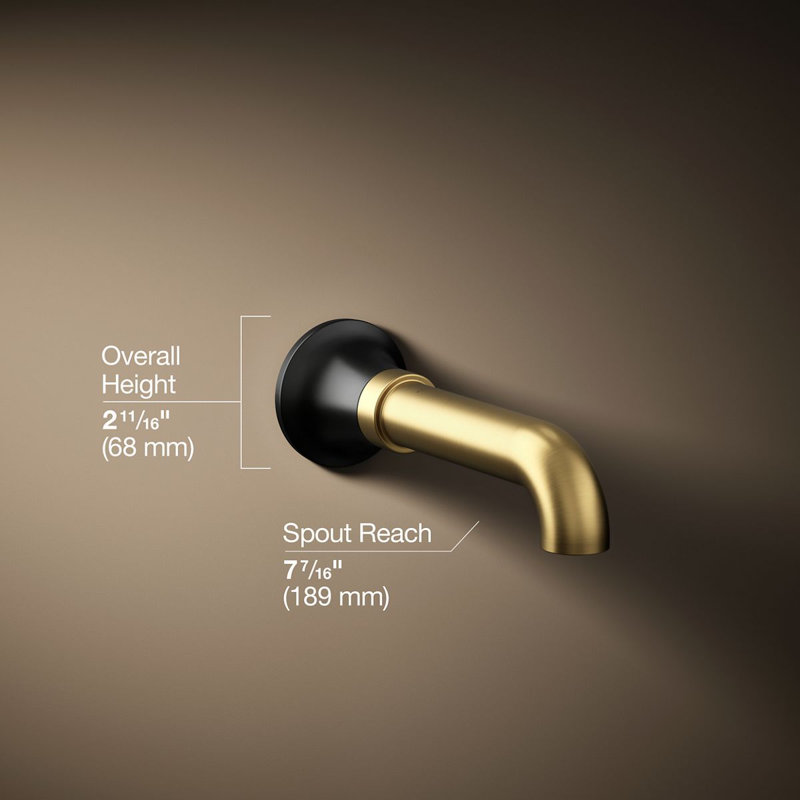 Tone Wall-Mount Non-Diverter Bath Spout, Matte Black/Moderne Brass
