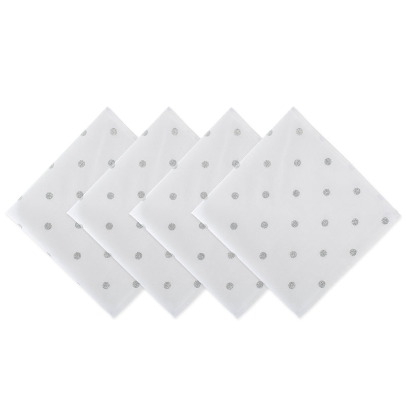 18" Cotton Napkin, Argent/blanc