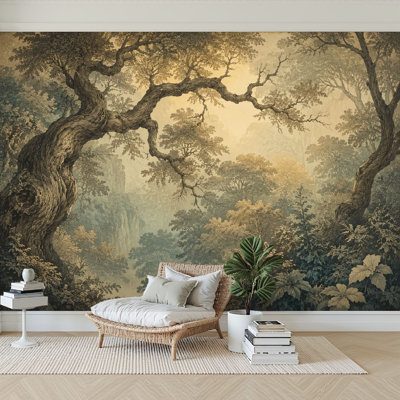 Wall Mural Peel and Stick Wallpaper Vintage Botanical Forest Intricate Tree Branches Foliage Self-Adhesive Removable Contact Paper Wall Decor for Living Room Bedroom 100"H x 144"W