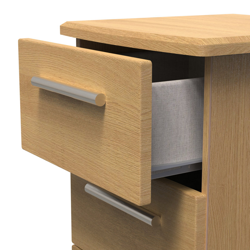 Borgeson 3 Drawer Bedside Cabinet (Ready Assembled), Modern Oak