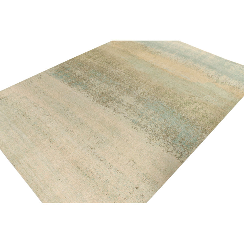 Distressed Homage Hand Knotted Wool Abstract Area Rug, Rectangle 5' x 7'
