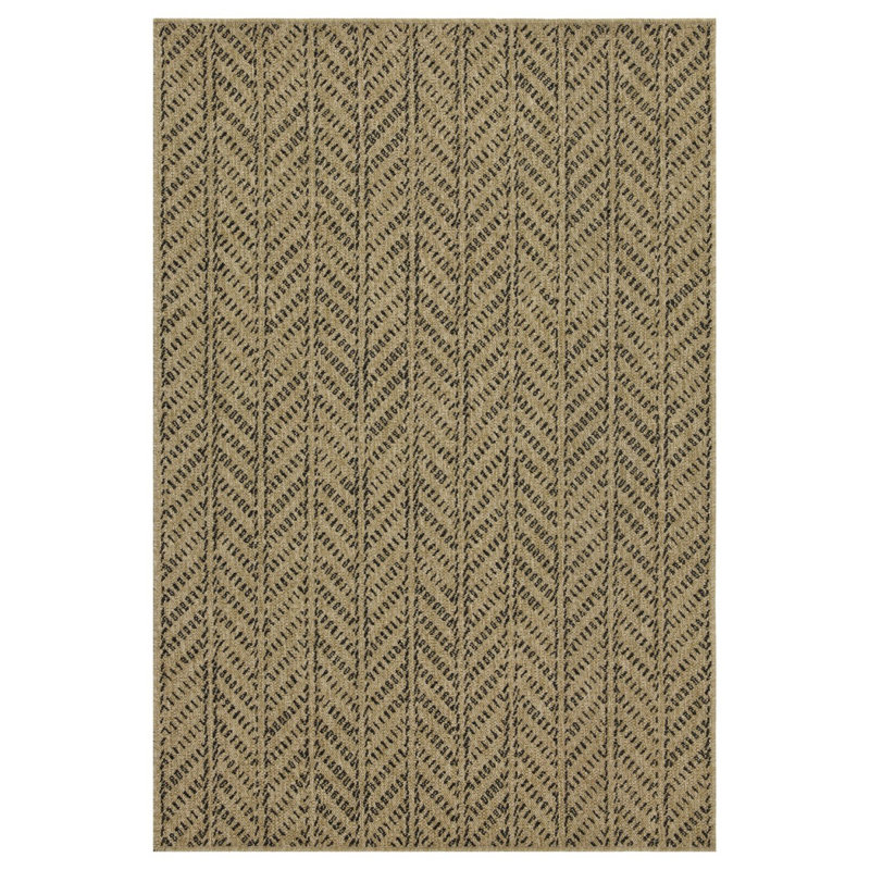 5 Ft. 3 In. X 7 Ft. 3 In. Area Rug Jute Indoor/Outdoor, Rectangle 5'3" x 7'3", Black/Natural