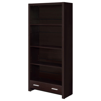 Skylar 71-Inch 5-Shelf Bookcase With Drawer Cappuccino
