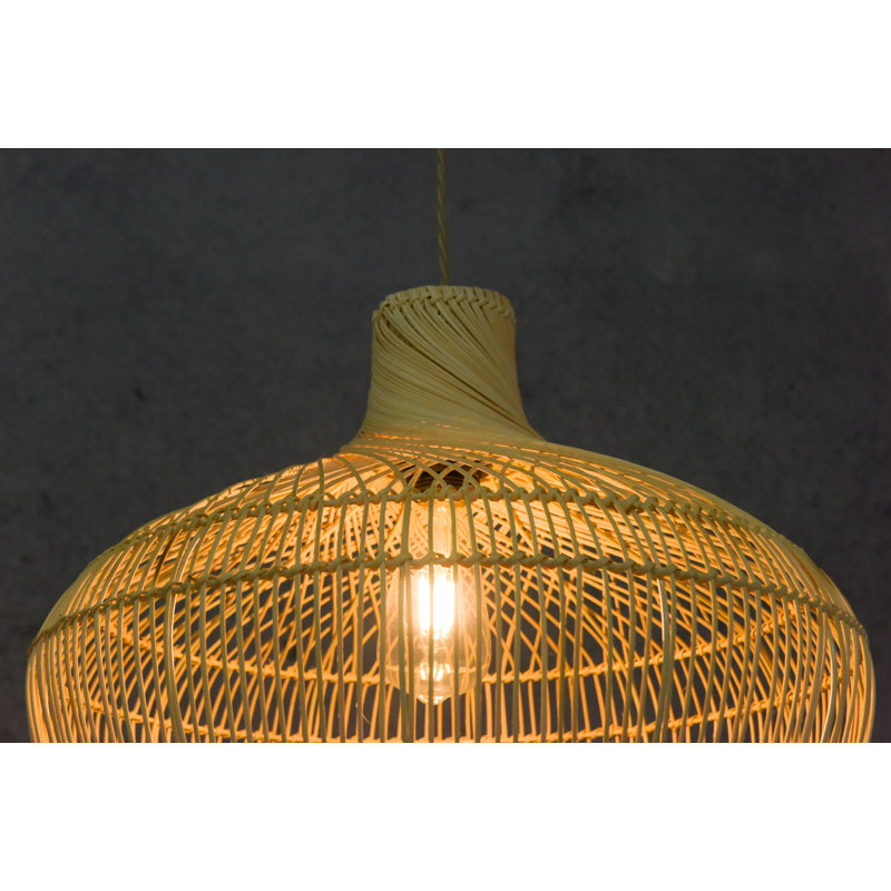 Barwin 1 - Light Boho Pendant Light Handmade Rattan Shade Coastal Kitchen Light, Tan