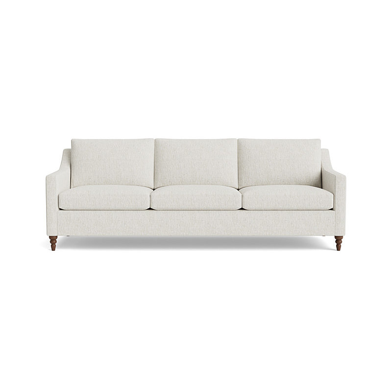 Vera Sofa (95"), Walnut Finish (Turned), Performance Weave - Snow