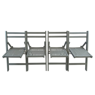 Furniture Slatted Wood Folding Special Event Chair - Gray, Set Of 4, FOLDING CHAIR, FOLDABLE STYLE