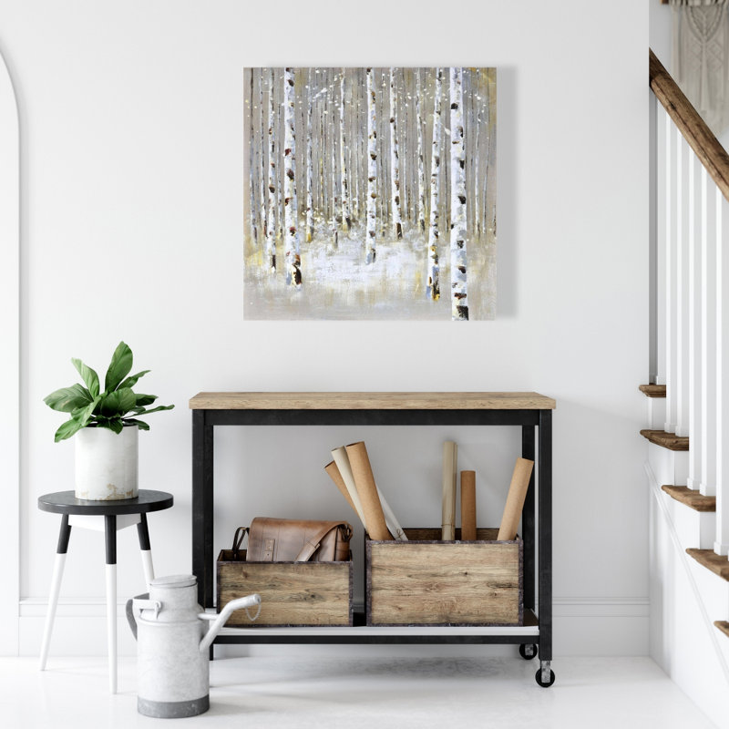 Forêt de bouleaux en hiver | Toile moderne pour chambre à coucher | Décoration intérieure