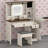 Complete Vanity Set Featuring Sliding Mirror, Illuminated Lights, and Storage Cabinets-338543642