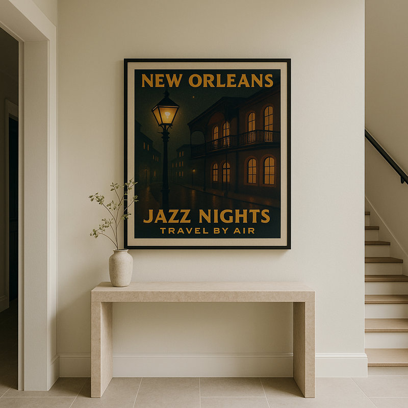 Tableau encadré « Soirées de jazz » par - Cadre noir