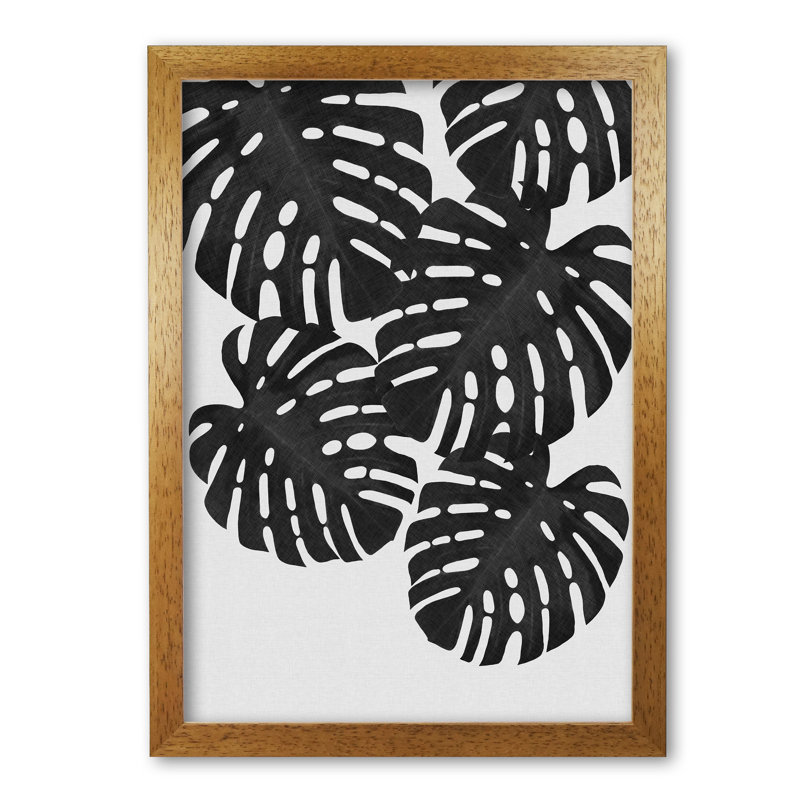 Monstera I - Print, 85 cm H x 60 cm W x 5 cm D, Honey Oak Frame