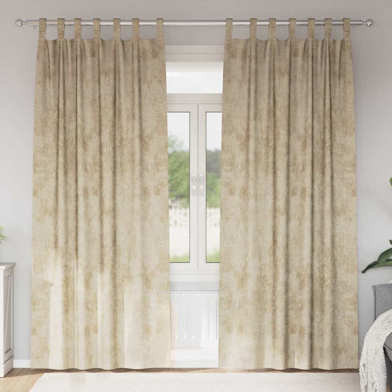 Alithia Velvet Room Darkening Curtain Pair, 140cm Width x 225cm Drop, Cream