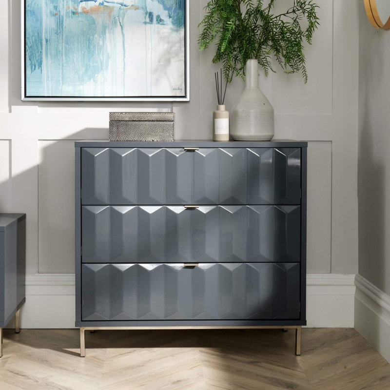 Atreyus 79.8cm W 3 - Drawer Chest of Drawers, Grey