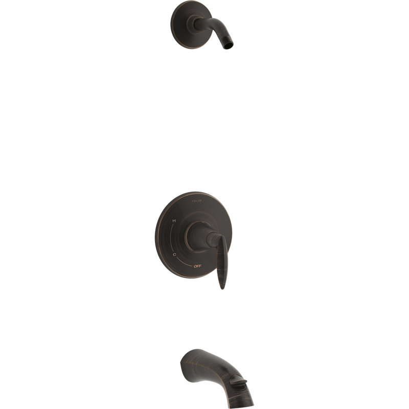 Kohler Alteo Rite-Temp Bath and Shower Valve Trim with Lever Handle and Spout, Less Showerhead, Oil-Rubbed Bronze