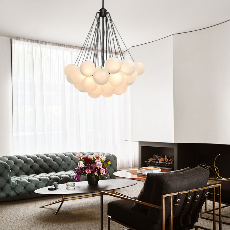 Aniston 3-Light Glass Globe Bubble Chandelier, Black, 98cm H x 80cm W x 80cm D