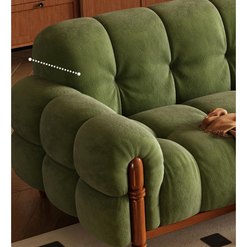 American Retro Dark Green Fabric Sofa, 32.28" H x 86.61" W x 39.37" D